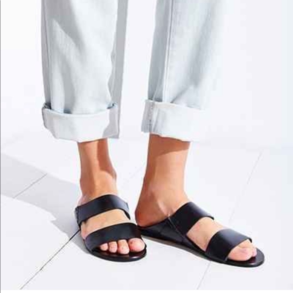 Urban Outfitters Black Double-Band Slide Sandals